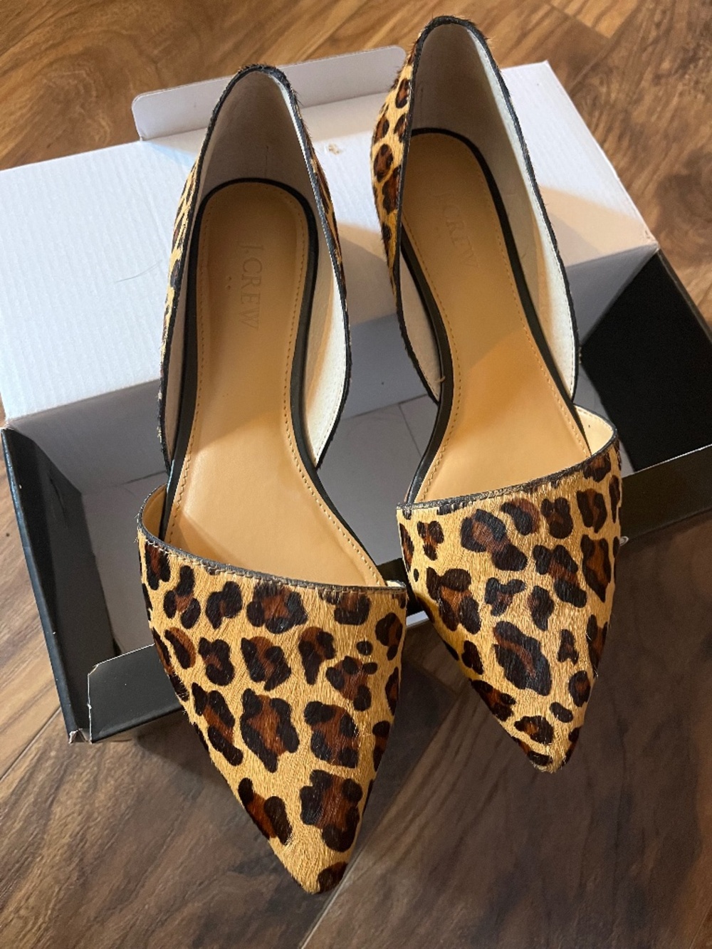 J.Crew Zoe Leopard Calf Hair d’Orsay Flats Size 9